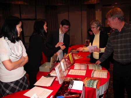 Hawking issues and books at the Ricepaper booth (Photo by: Gillian Lo)
